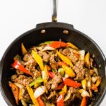 Stir Fried Beef Steak with Pepper on Isolated Background